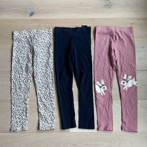 H&M Kids leggings pants Set - Floral, Navy, and Pink with Bunny Print sz 7-8